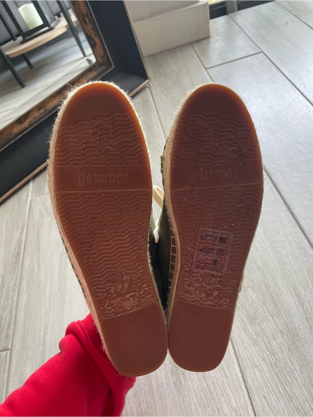 Soludos Army Green Tennis Espadrille Sneakers Women’s Size 7 Olive Canvas LaceUp - Picture 9 of 11